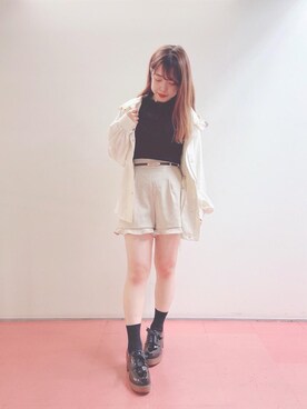 「パワショル」｜「アイテム（ブルゾン）」を使った、マジェスティックレゴンHEPFIVE店スタッフさん（レディース・155cm）の春コーディネート