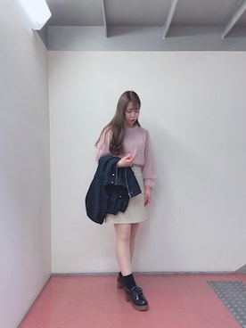 「双子コーデ」｜「アイテム（ブルゾン）」を使った、マジェスティックレゴンHEPFIVE店スタッフさん（レディース・155cm）の春コーディネート