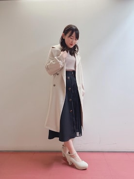 「お出掛けコーデ」｜「アイテム（トレンチコート）」を使った、マジェスティックレゴンHEPFIVE店スタッフさん（レディース・155cm）の春コーディネート