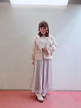 「大学生コーデ」｜「アイテム（トレンチコート）」を使った、マジェスティックレゴンHEPFIVE店スタッフさん（レディース・155cm）の春コーディネート