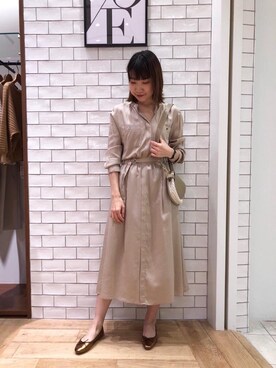 「お呼ばれ」｜「アイテム（バレエシューズ）」を使った、マジェスティックレゴンHEPFIVE店スタッフさん（レディース・164cm）の春コーディネート