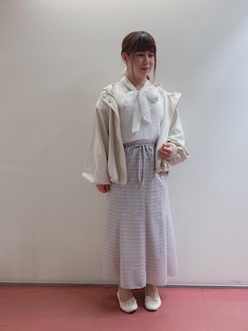 「新生活」｜「アイテム（バレエシューズ）」を使った、マジェスティックレゴンHEPFIVE店スタッフさん（レディース・155cm）の春コーディネート