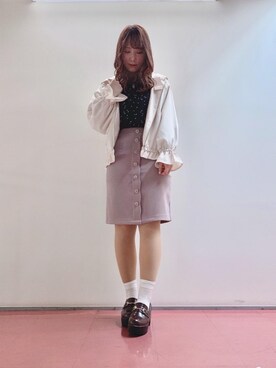 「双子コーデ」｜「アイテム（ブルゾン）」を使った、マジェスティックレゴンHEPFIVE店スタッフさん（レディース・155cm）の春コーディネート