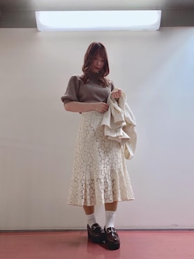 「マーメイド」｜「アイテム（ブルゾン）」を使った、マジェスティックレゴンHEPFIVE店スタッフさん（レディース・155cm）の春コーディネート