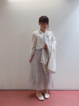 「ショートブルゾン」｜「アイテム（バレエシューズ）」を使った、マジェスティックレゴンHEPFIVE店スタッフさん（レディース・155cm）の春コーディネート