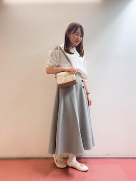 「アイテム（バレエシューズ）」を使った、マジェスティックレゴンHEPFIVE店スタッフさん（レディース・155cm）の春コーディネート