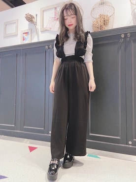 「パワショル」｜「アイテム（オールインワン・サロペット）」を使った、マジェスティックレゴンHEPFIVE店スタッフさん（レディース・155cm）の夏コーディネート