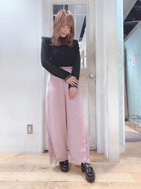 「スカラップ」｜「アイテム（ローファー）」を使った、マジェスティックレゴンHEPFIVE店スタッフさん（レディース・155cm）の秋コーディネート