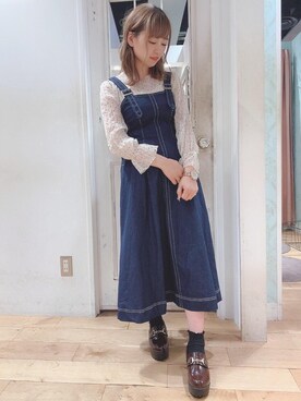 「インナー付き」｜マジェスティックレゴンHEPFIVE店スタッフさん（レディース・155cm）の秋コーディネート