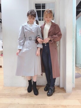 「双子コーデ」｜「アイテム（その他アウター）」を使った、マジェスティックレゴンHEPFIVE店スタッフさん（レディース・155cm）の秋コーディネート