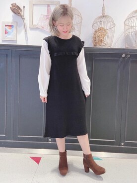 マジェスティックレゴンHEPFIVE店スタッフさん（レディース・155cm）の冬コーディネート