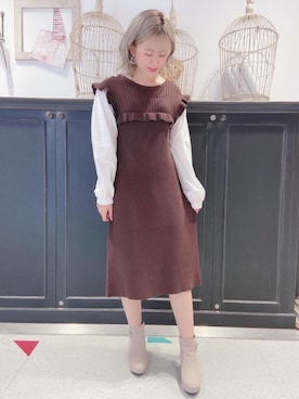 マジェスティックレゴンHEPFIVE店スタッフさん（レディース・155cm）の冬コーディネート