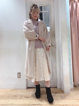「フレア」｜「アイテム（その他アウター）」を使った、マジェスティックレゴンHEPFIVE店スタッフさん（レディース・155cm）の冬コーディネート