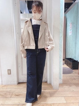 「MAJESTIC LEGON（マジェスティックレゴン）のアイテム（オールインワン・サロペット）」を使った、マジェスティックレゴンHEPFIVE店スタッフさん（レディース・155cm）の冬コーディネート