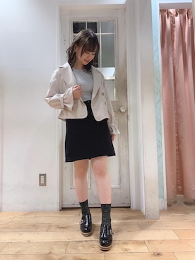 「新作」｜「アイテム（トレンチコート）」を使った、マジェスティックレゴンHEPFIVE店スタッフさん（レディース・155cm）の冬コーディネート
