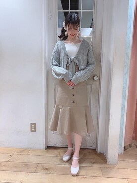 「パワショル」｜「アイテム（ライダースジャケット）」を使った、マジェスティックレゴンHEPFIVE店スタッフさん（レディース・164cm）の冬コーディネート