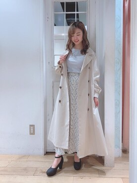 「新作」｜「アイテム（トレンチコート）」を使った、マジェスティックレゴンHEPFIVE店スタッフさん（レディース・153cm）の春コーディネート