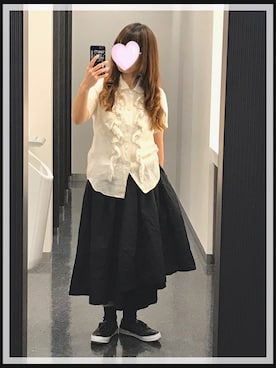 「tricot COMME des GARCONS（トリココムデギャルソン）のアイテム（シューズ）」を使った、omronさん（レディース・152cm）の夏コーディネート