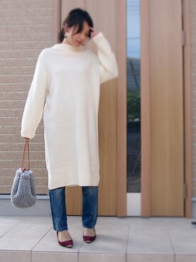 「ニットワンピース」｜「アイテム（採寸ボディースーツ）」を使った、MUNさん（レディース・159cm）の冬コーディネート