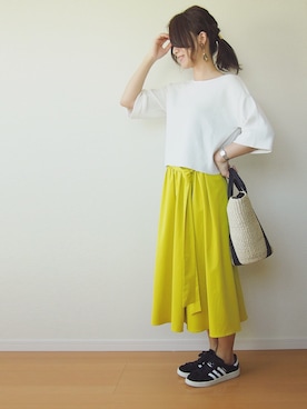 「SLOBE IENA（スローブイエナ）のアイテム（かごバッグ）」を使った、MUNさん（レディース・159cm）の夏コーディネート