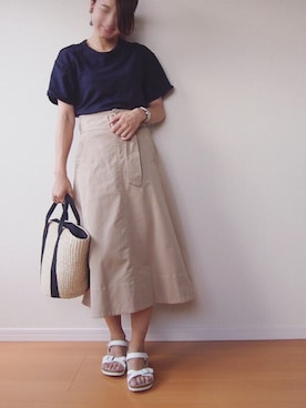 「SLOBE IENA（スローブイエナ）のアイテム（かごバッグ）」を使った、MUNさん（レディース・159cm）の夏コーディネート