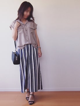 「HVC（エイチブイシー）のアイテム（パンツ）」を使った、MUNさん（レディース・159cm）の夏コーディネート