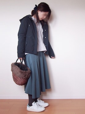 「ファーカゴバッグ」｜MUNさん（レディース・159cm）の冬コーディネート