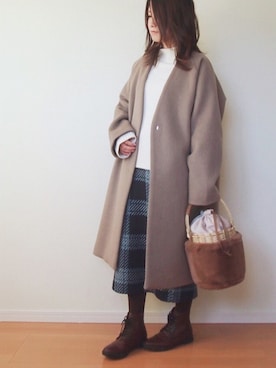 「ファーカゴバッグ」｜MUNさん（レディース・159cm）の冬コーディネート