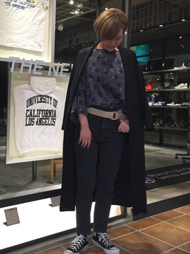 「BEAUTY&YOUTH UNITED ARROWS（ビューティーアンドユースユナイテッドアローズ）のアイテム（トレンチコート、ブラック系）」を使った、Mariko Ishinoさん（レディース・167cm）の冬コーディネート