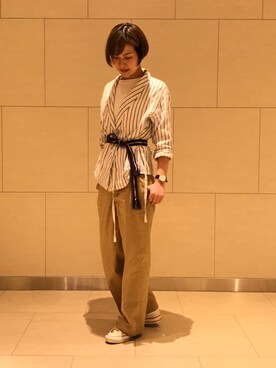 「6（ロク）のアイテム（ジャケット/アウター、その他）」を使った、Mariko Ishinoさん（レディース・167cm）の春コーディネート