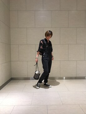 「BEAUTY&YOUTH UNITED ARROWS（ビューティーアンドユースユナイテッドアローズ）のアイテム（つなぎ/オールインワン、ブラック系）」を使った、Mariko Ishinoさん（レディース・167cm）の春コーディネート