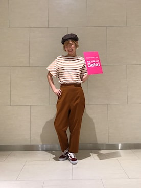 「BEAUTY&YOUTH UNITED ARROWS（ビューティーアンドユースユナイテッドアローズ）のアイテム（ハンチング/ベレー帽、ブラウン系）」を使った、Mariko Ishinoさん（レディース・167cm）の夏コーディネート