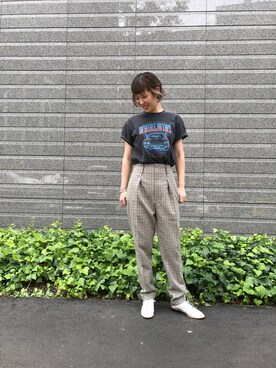 「BEAUTY&YOUTH UNITED ARROWS（ビューティーアンドユースユナイテッドアローズ）のアイテム（Tシャツ/カットソー、ブラック系）」を使った、Mariko Ishinoさん（レディース・167cm）の夏コーディネート