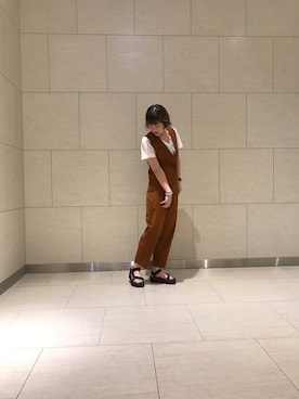 「Steven Alan（スティーブンアラン）のアイテム（Tシャツ/カットソー、ホワイト系）」を使った、Mariko Ishinoさん（レディース・167cm）の夏コーディネート