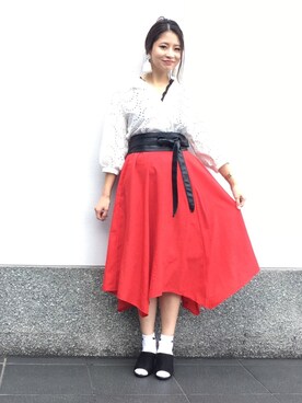 YUKO☆さんの「刺繍開襟シャツ」を使ったコーディネート