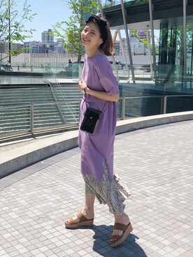 YUKO☆さんの「USコットン裾スリットワンピース/ロングTシャツ/チュニック/ビッグTシャツ」を使ったコーディネート