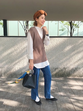「DISCOAT（ディスコート）のバレーシューズ（バレエシューズ）」を使った、YUKO☆さん（レディース・165cm）の秋コーディネート