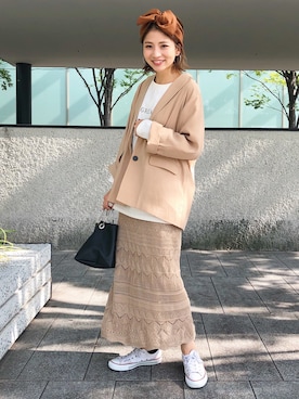 「DISCOAT（ディスコート）のアイテム（テーラードジャケット）」を使った、YUKO☆さん（レディース・165cm）の秋コーディネート