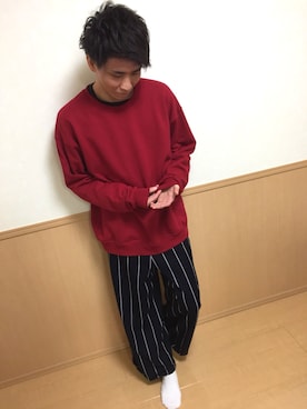 「rovtski」｜「アイテム（スウェット）」を使った、かずてるさん（メンズ・172cm）の冬コーディネート