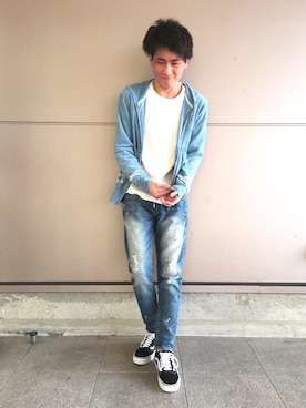 「oblekt（オブレクト）のアイテム（パンツ）」を使った、かずてるさん（メンズ・172cm）の冬コーディネート