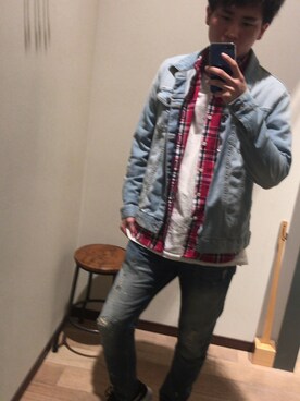 「oblekt（オブレクト）のアイテム（パンツ）」を使った、かずてるさん（メンズ・172cm）の春コーディネート