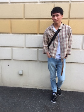 「アイテム（腕時計、パープル系）」を使った、かずてるさん（メンズ・172cm）の夏コーディネート