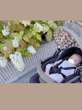 「アイテム（ロンパース、グリーン系）」を使った、rosso_sacula_さん（キッズ・60cm）の秋コーディネート