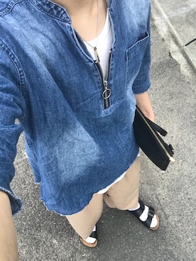 「Lee（リー）のアイテム（サンダル）」を使った、りんさん（メンズ・165cm）の夏コーディネート