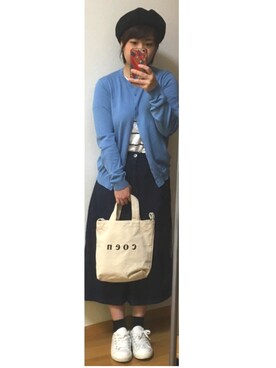 「Samansa Mos2 blue（サマンサモスモスブルー）のアイテム（ハンチング/ベレー帽）」を使った、channari◎さん（レディース・155cm）の春コーディネート