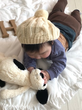 「男の子ベビー」｜「アイテム（スウェット）」を使った、はるとさん（キッズ・70cm）の冬コーディネート