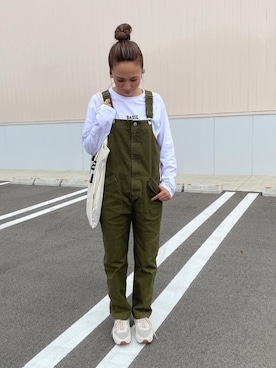 「春めきシューズ」｜「アイテム（オールインワン・サロペット）」を使った、SAYO☻さん（レディース・157cm）の春コーディネート