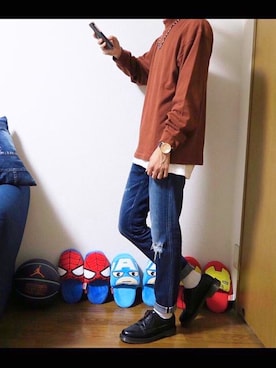 「TODAYFUL（トゥデイフル）のアイテム（パンツ）」を使った、かぴばらさん（メンズ・165cm）の秋コーディネート