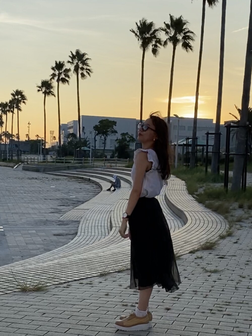 「海コーデ、休日スタイル、すきなものを着たい、summer、厚底サンダル、サングラススタイル」｜「Ray-BanのRay-Ban RB2180F RB2180F51623094（サングラス、グレー系）」を使った、rottsoさん（レディース・158cm）の夏コーディネートの1枚目の写真