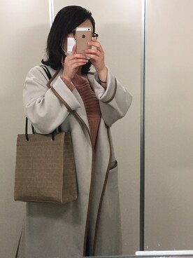 「andemiu」｜「アイテム（ノーカラーコート）」を使った、utaseさん（レディース・157cm）の冬コーディネート
